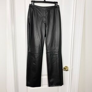 Y2K LOFT LEATHER High Waist Straight Leg Ankle Pants Vintage Black Sz 2